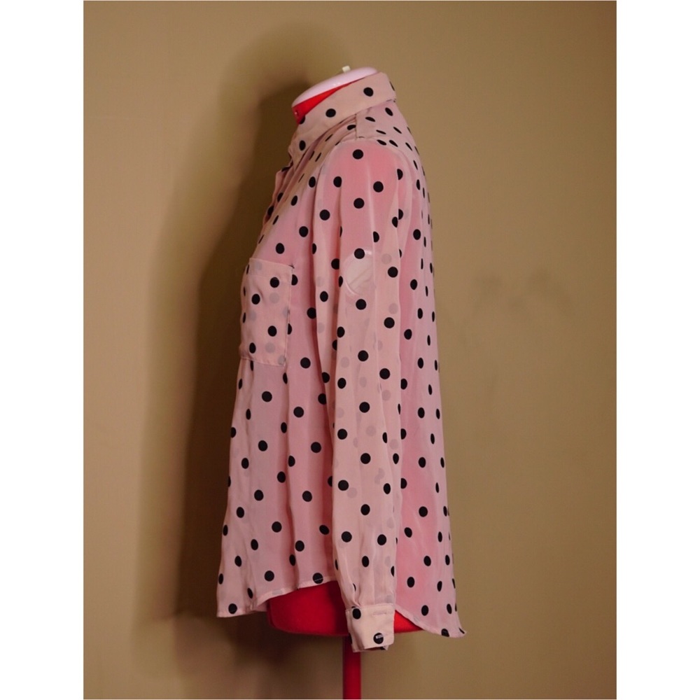 Chiffon Polka Dot Button-Up - image 4